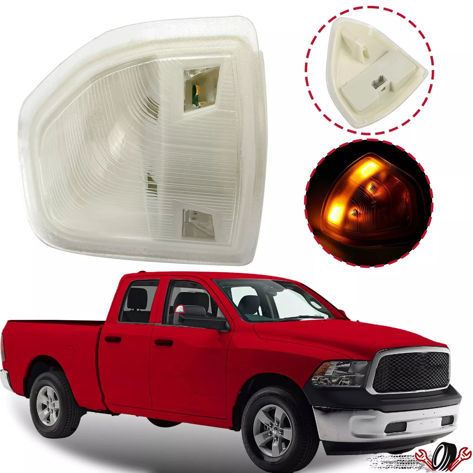 Clear Driver Left Tow Mirror Turn Signal Light for Dodge Ram 1500 2500 3500 (2002–2010)