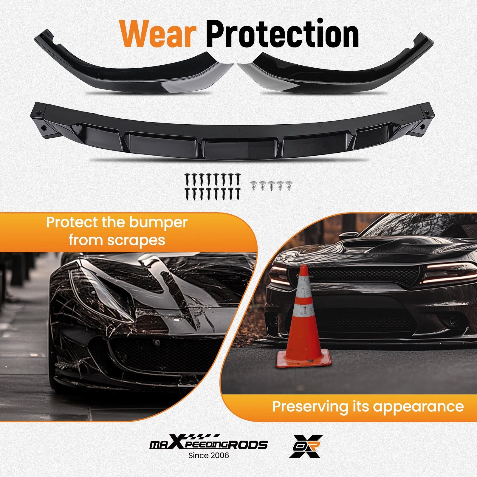 Front Bumper Lip Spoiler for BMW 5 Series (2017-2019) Gloss Black