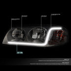 LED DRL Tube Headlights for Chevy Impala (2000–2005) - Smoked Clear