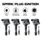 Set of 4 Ignition Coils + 4 Spark Plugs for Honda Fit (2009–2014)
