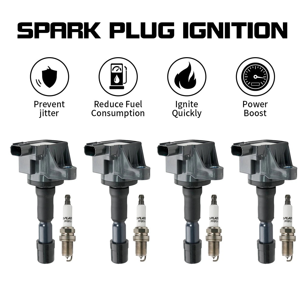 Set of 4 Ignition Coils + 4 Spark Plugs for Honda Fit (2009–2014)