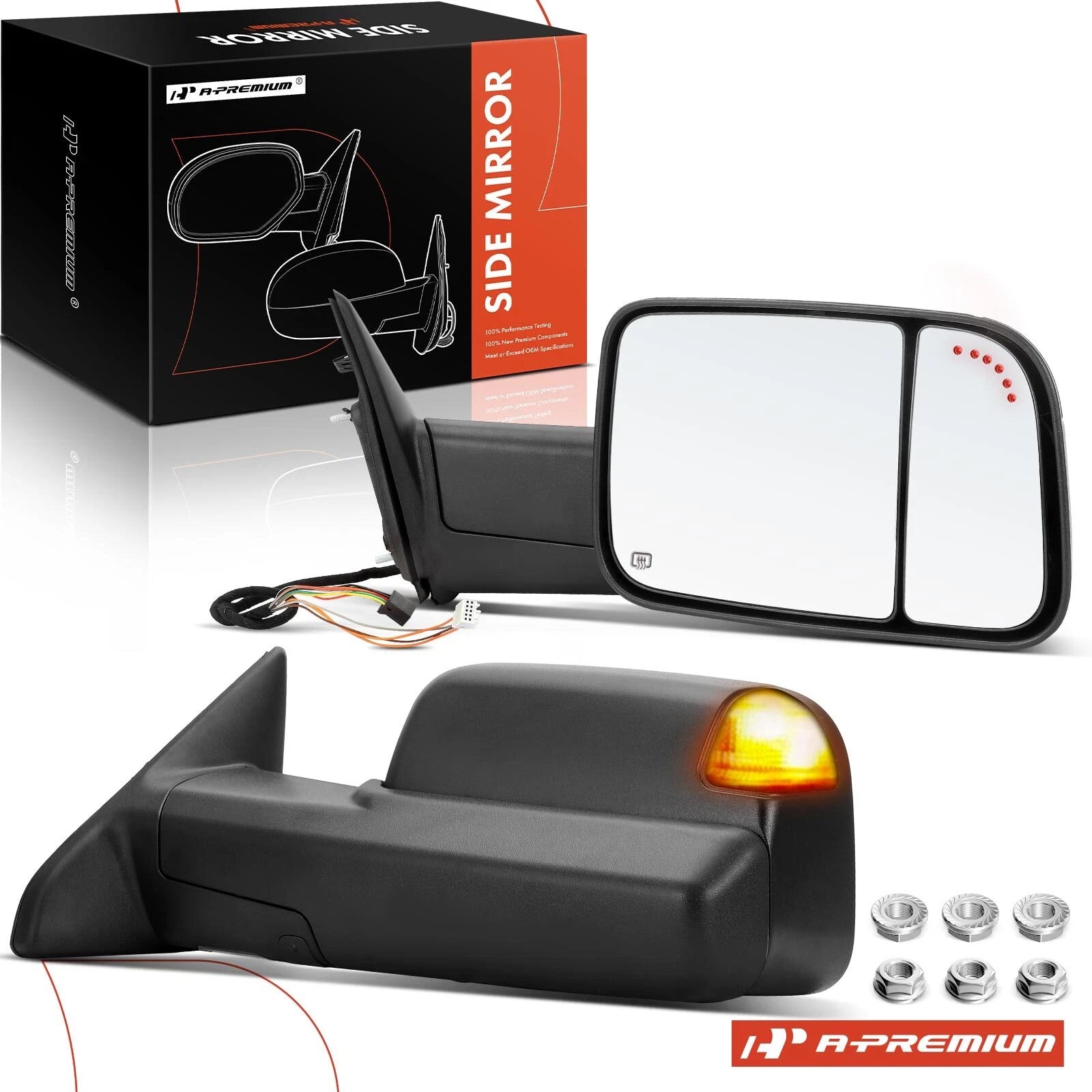Pair Power Towing Mirrors with Signal Light for Dodge Ram 1500 