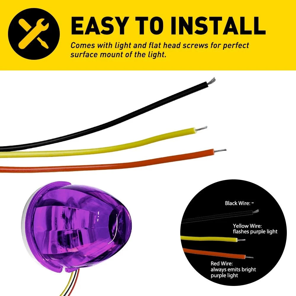 2X Purple LED Side Marker Light for Semi Truck Trailer (Universal)