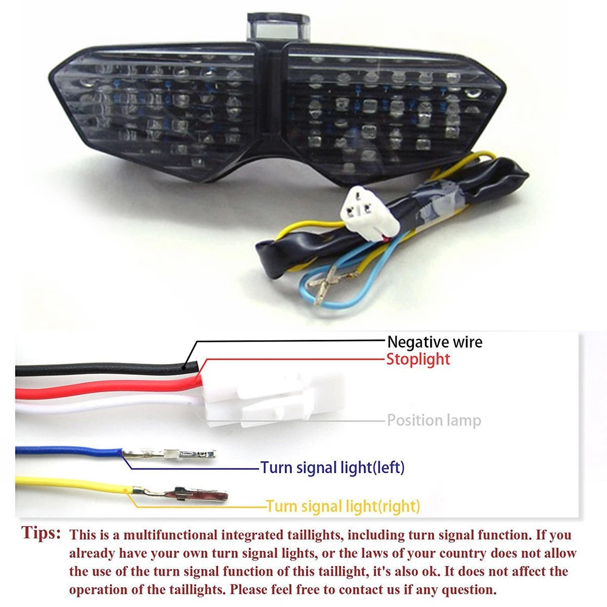 ABS LED Smoke Brake Turn Signal Tail Light for Yamaha YZF R6 (2003–2005)