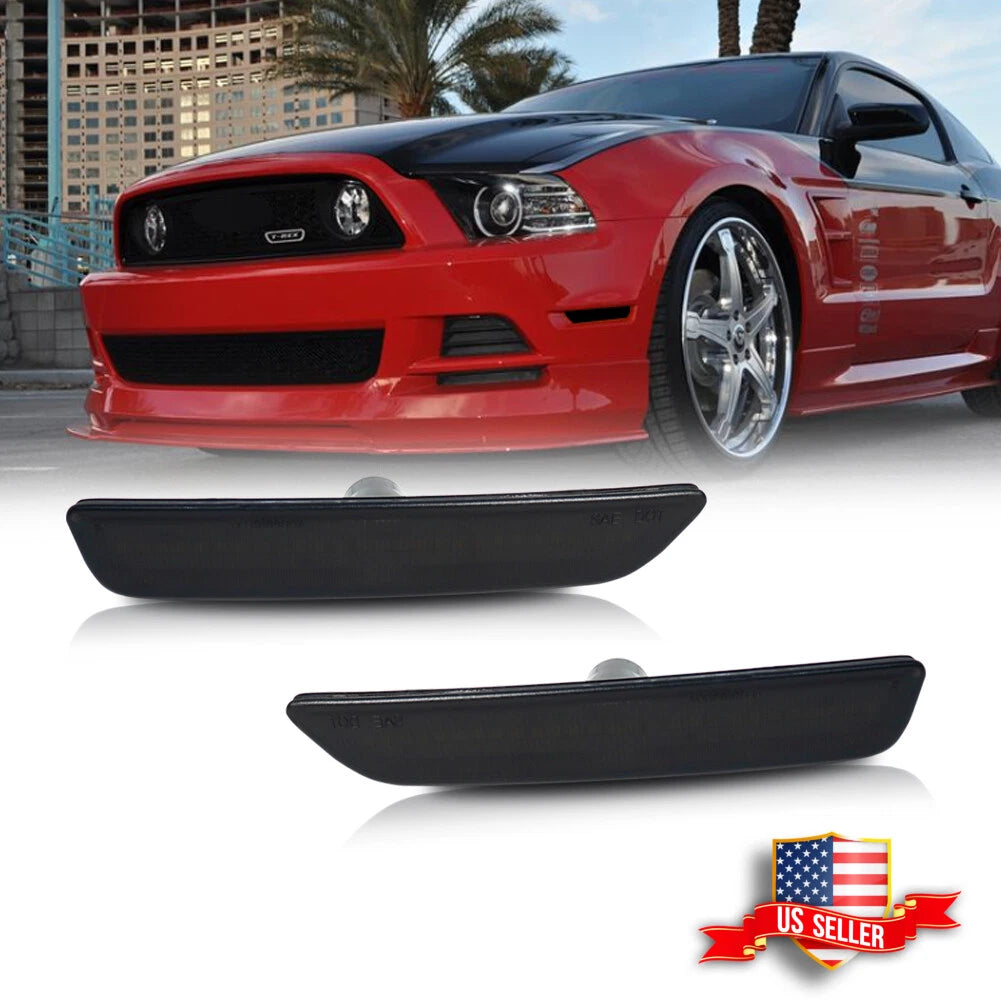 2X Smoke Lens Front Side Bumper Marker Light Housings for Ford Mustang (2010–2014)