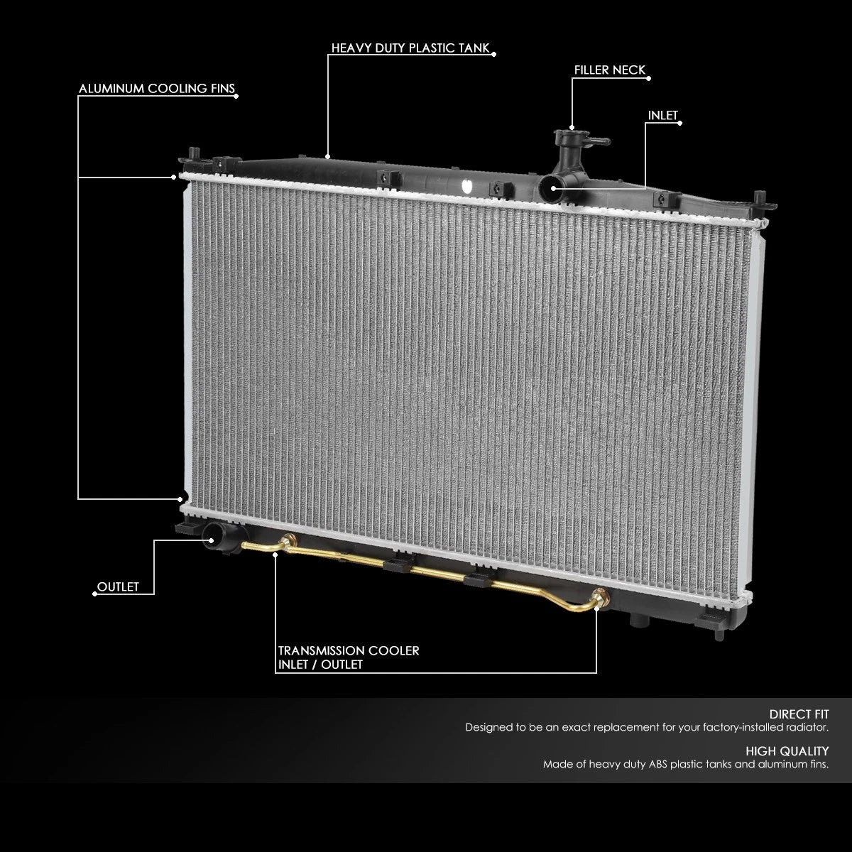 Full Aluminum Core Replacement Radiator for Hyundai Santa Fe (2007–2009) DPI 2897
