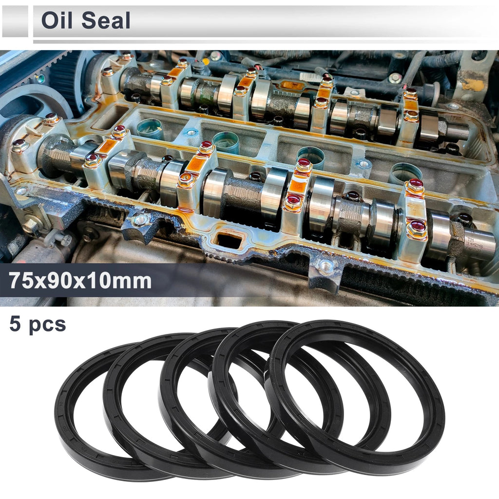 Set of 5 Oil Seal Rotary Shaft Seal Nitrile Rubber 75x90x10mm