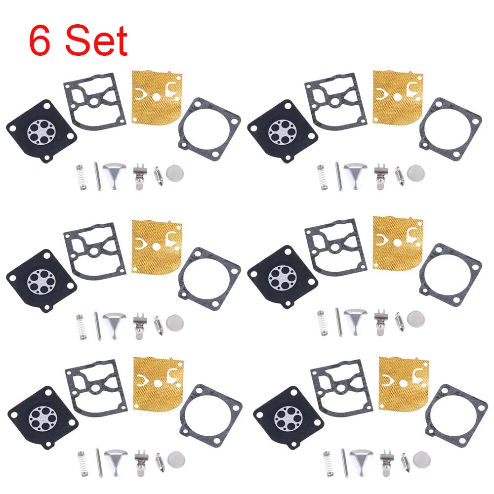 Set of 6 Carburetor Kits for Jonsered 2041 2045 2050 (ZAMA RB-45 C1Q HUSQVARNA H45/49)