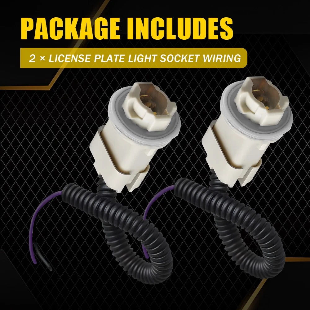2X License Plate Tag Lights Socket Wire Harness for Ford F250 F350 (1999–2015)