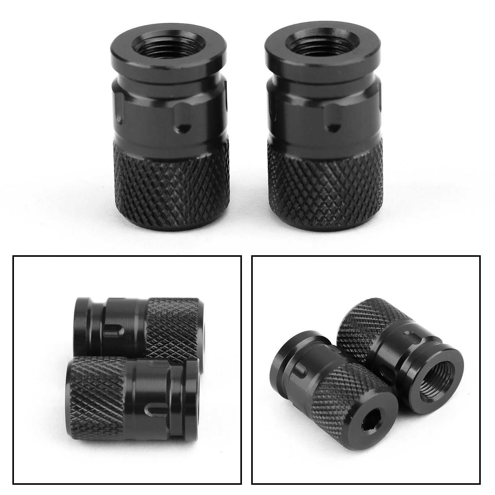 2pcs CNC Black Anti-Theft Tire Valve Stem Caps for Car Truck Bike Motorcycle