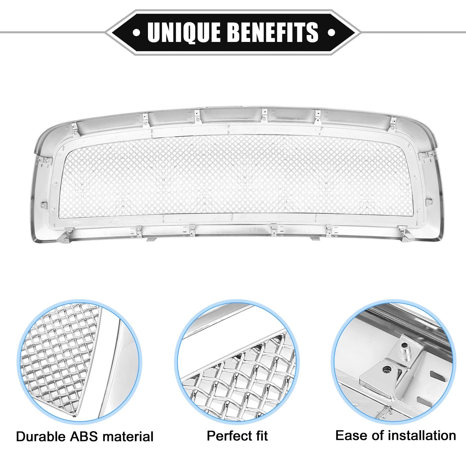 Front Grille Assembly for Dodge Ram 1500 (2009–2010) Chrome Silver Tone