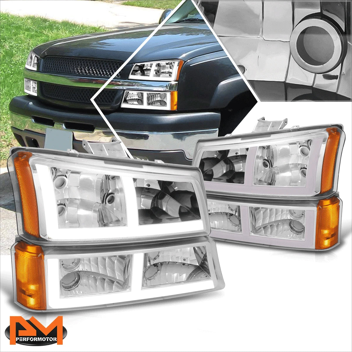 LED DRL Headlights Bumper Lamps for Chevy Silverado/Avalanche (2003–2007)