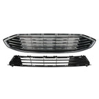 Front Grille Bumper for Ford Fusion (2017-2018) Black Chrome