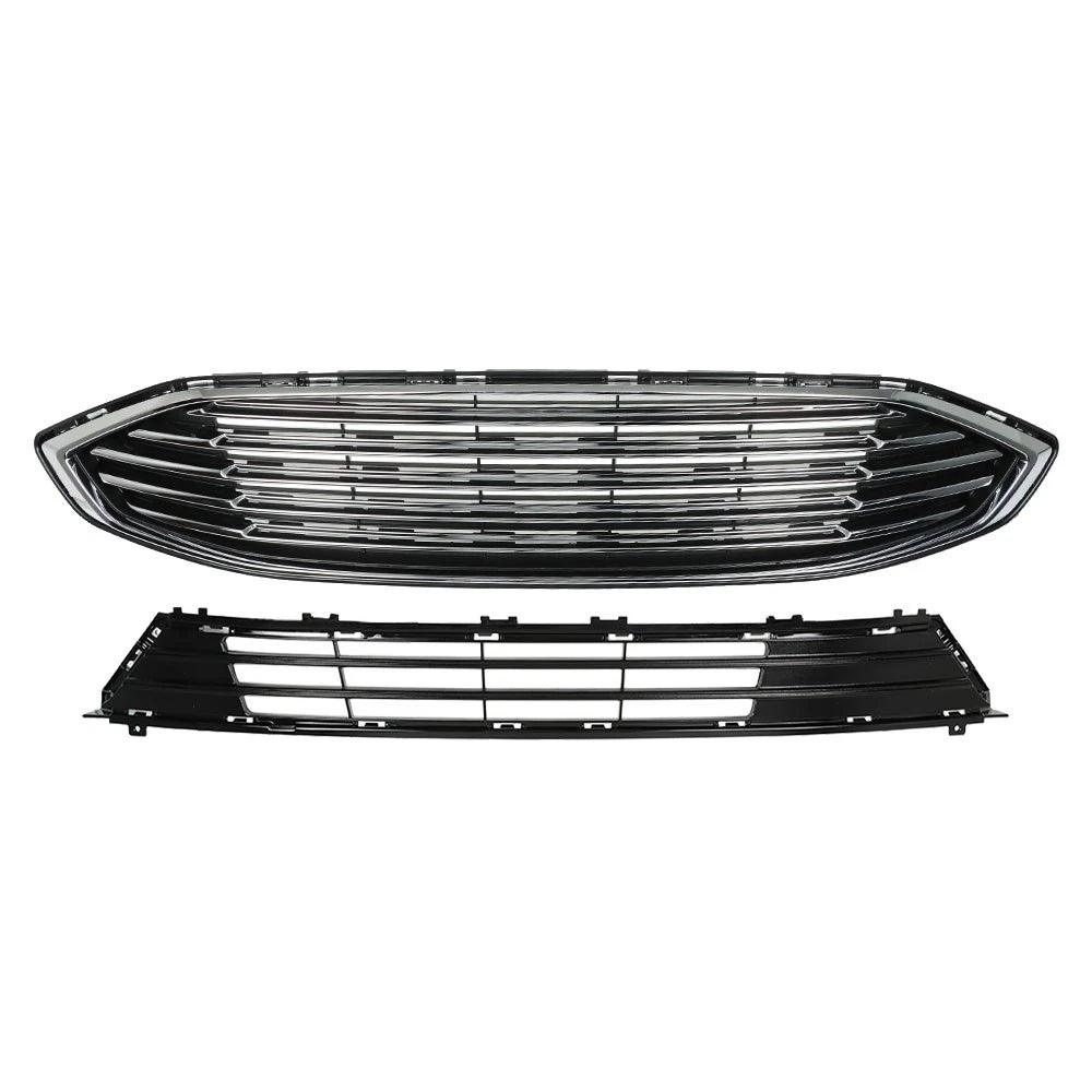 Front Grille Bumper for Ford Fusion (2017-2018) Black Chrome