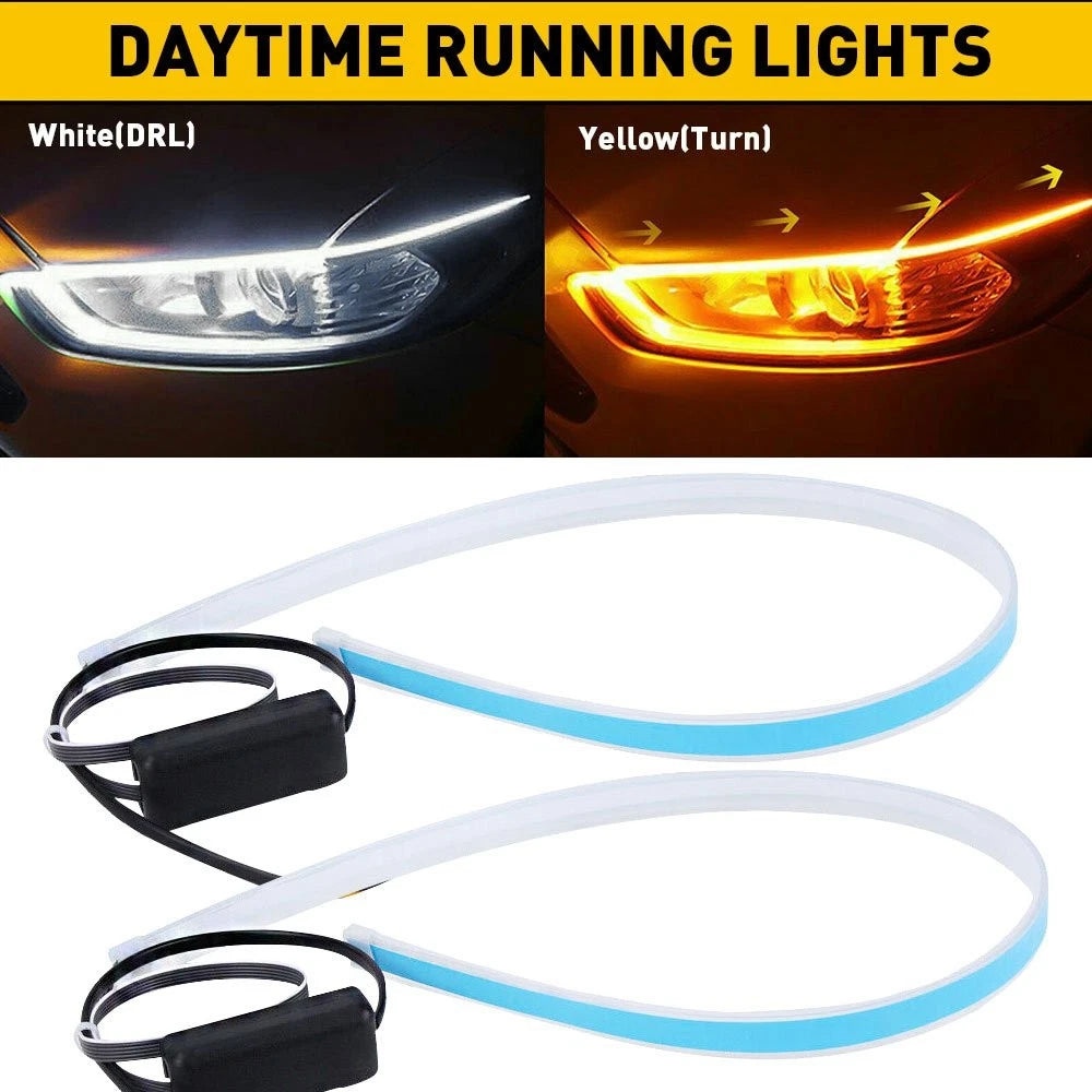 LED Amber Turn Signal Strip Bar for Universal Vehicles (Flexible, Sequential)