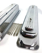 Tall Finned Aluminum Center Bolt Valve Covers for SBC Chevy Show Quality (SBC)
