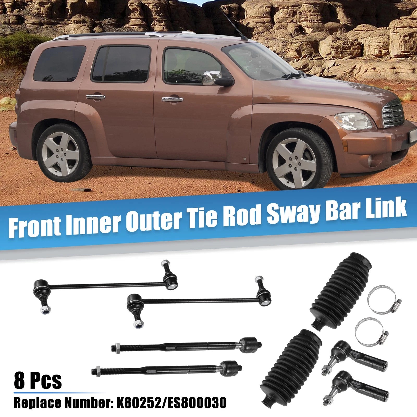 8 Pcs Front Inner Outer Tie Rod Sway Bar Link for Chevrolet Cobalt (2005–2010)