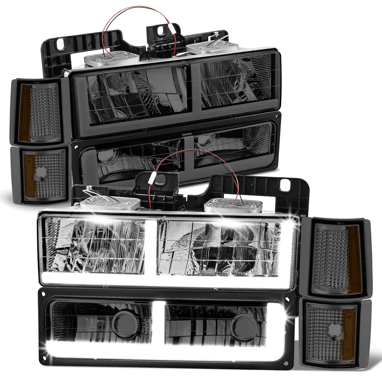 F-LED DRL Headlight + Signal + Amber Corner Lamp for GMC C/K 1500-3500 (1994–2000)