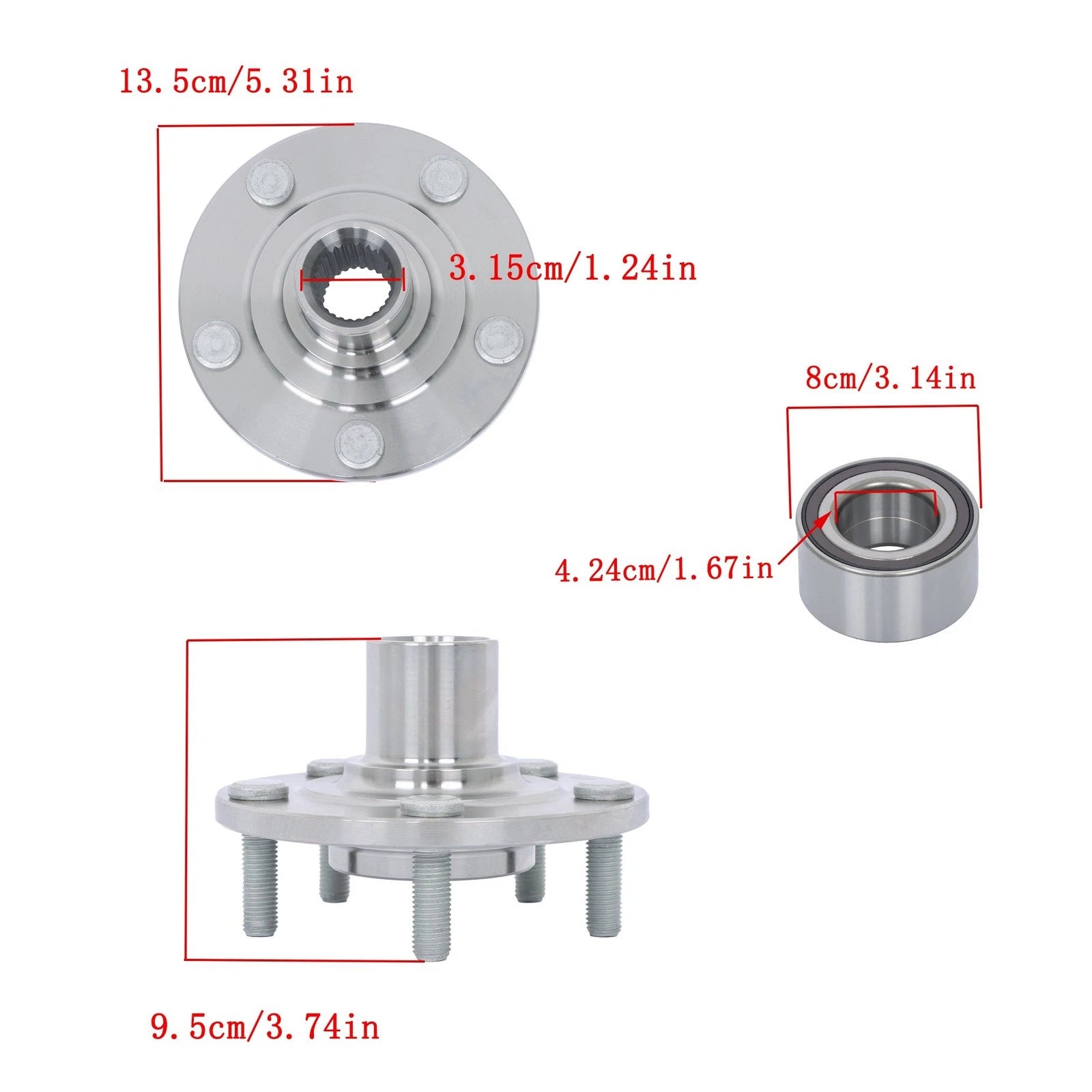 2X Front Wheel Bearing Hub Assembly for Mitsubishi Outlander Sport (2011–2018)