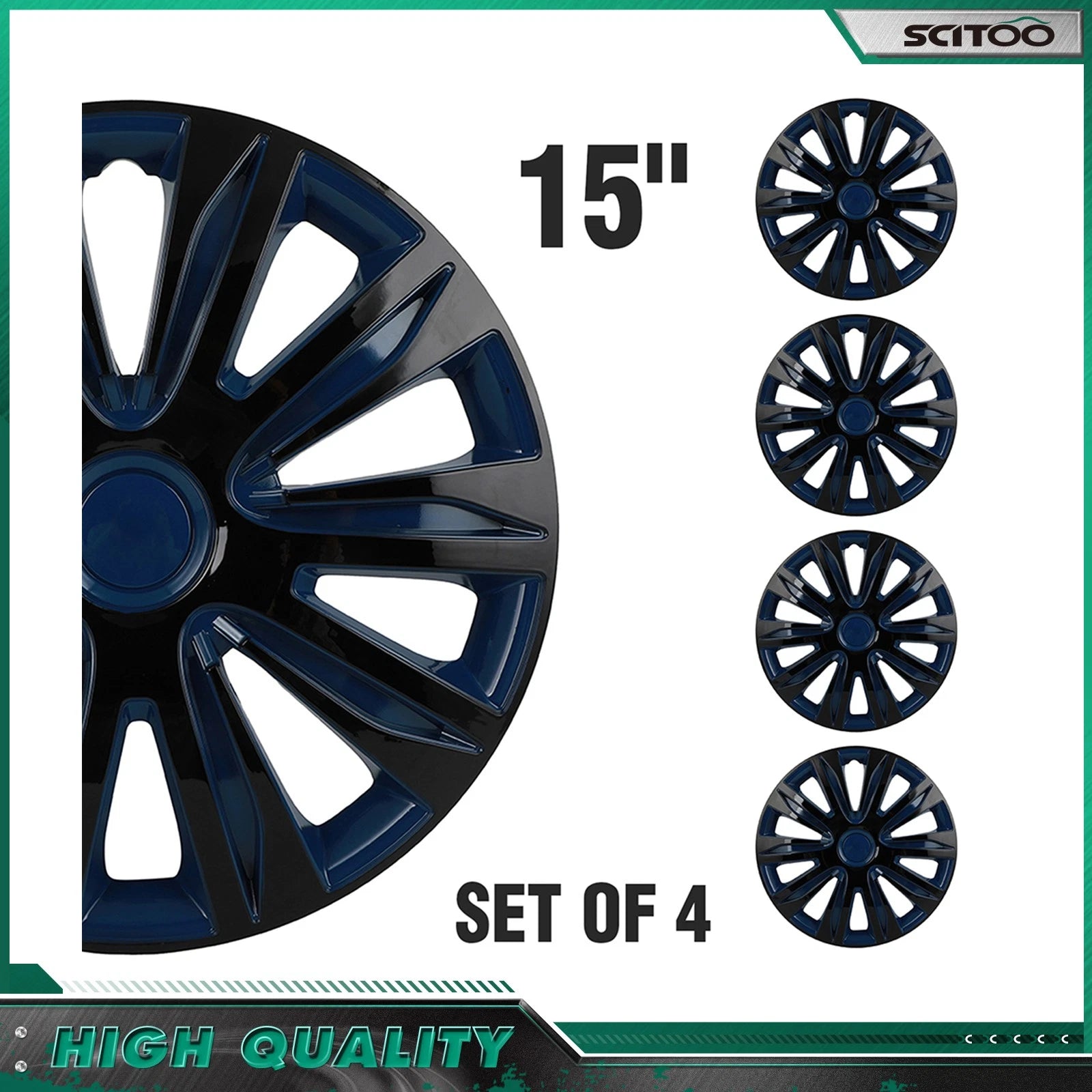 Set of 4 Snap On Full Hub Caps Wheel Covers for Universal 15" R15 Tire
