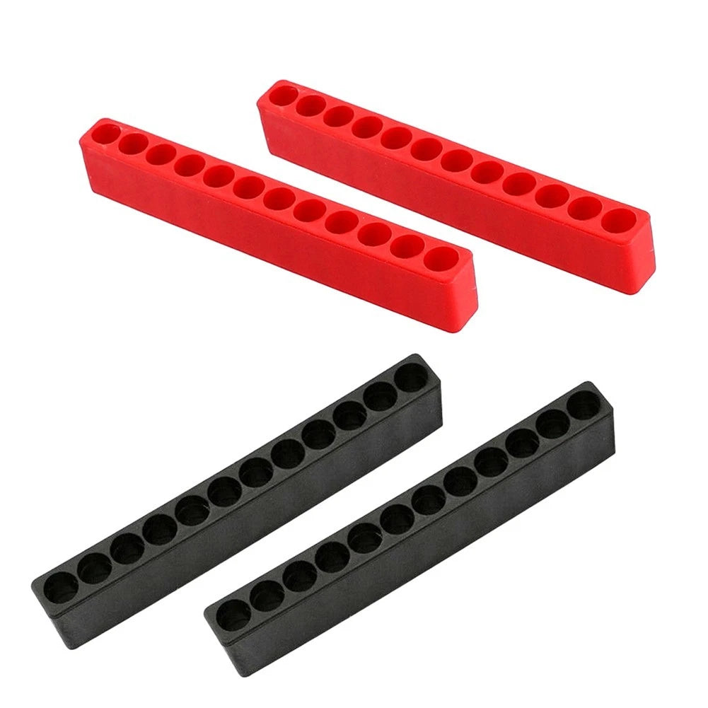 Set of 4 Bit Holders for Screwdrivers 1/4 Hex Shank 12 Hole Storage