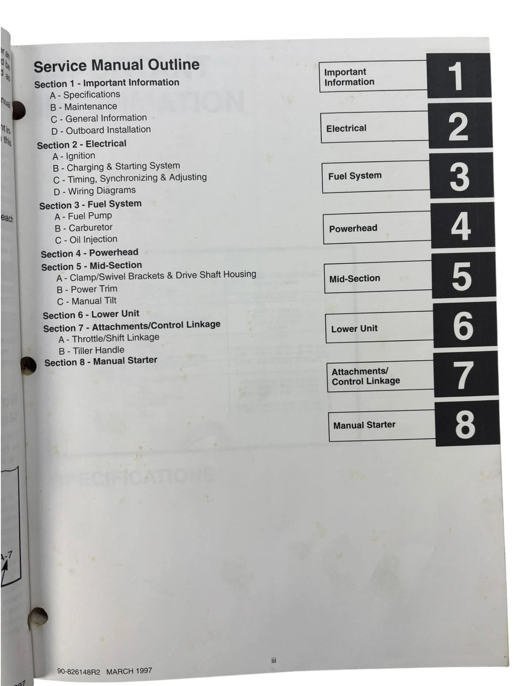Service Manual for Mercury Mariner Outboards 90-826148R2 (1997)