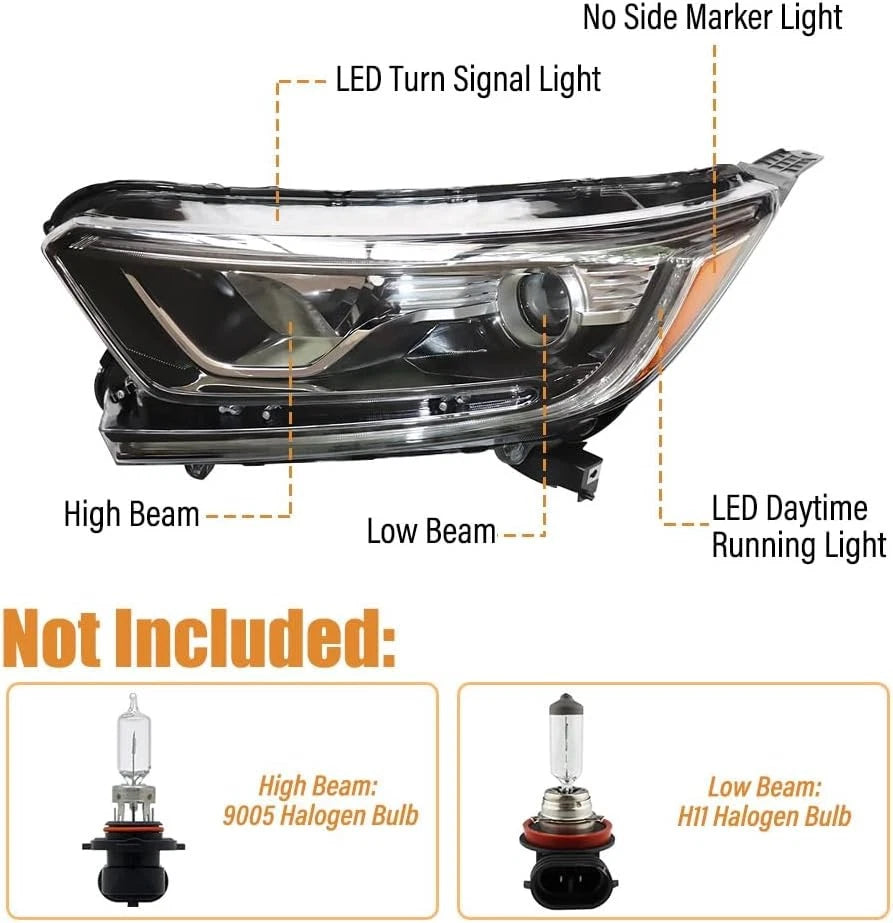 Headlight Replacement for Honda CR-V (2017–2022) Halogen Driver Left