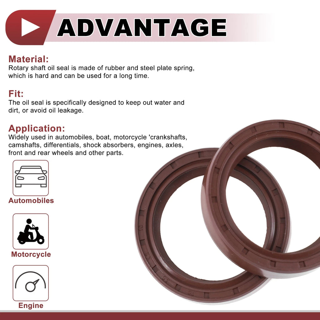 2X Oil Seal Rotary Shaft Seal FKM Rubber 35x45x10mm for Various Models