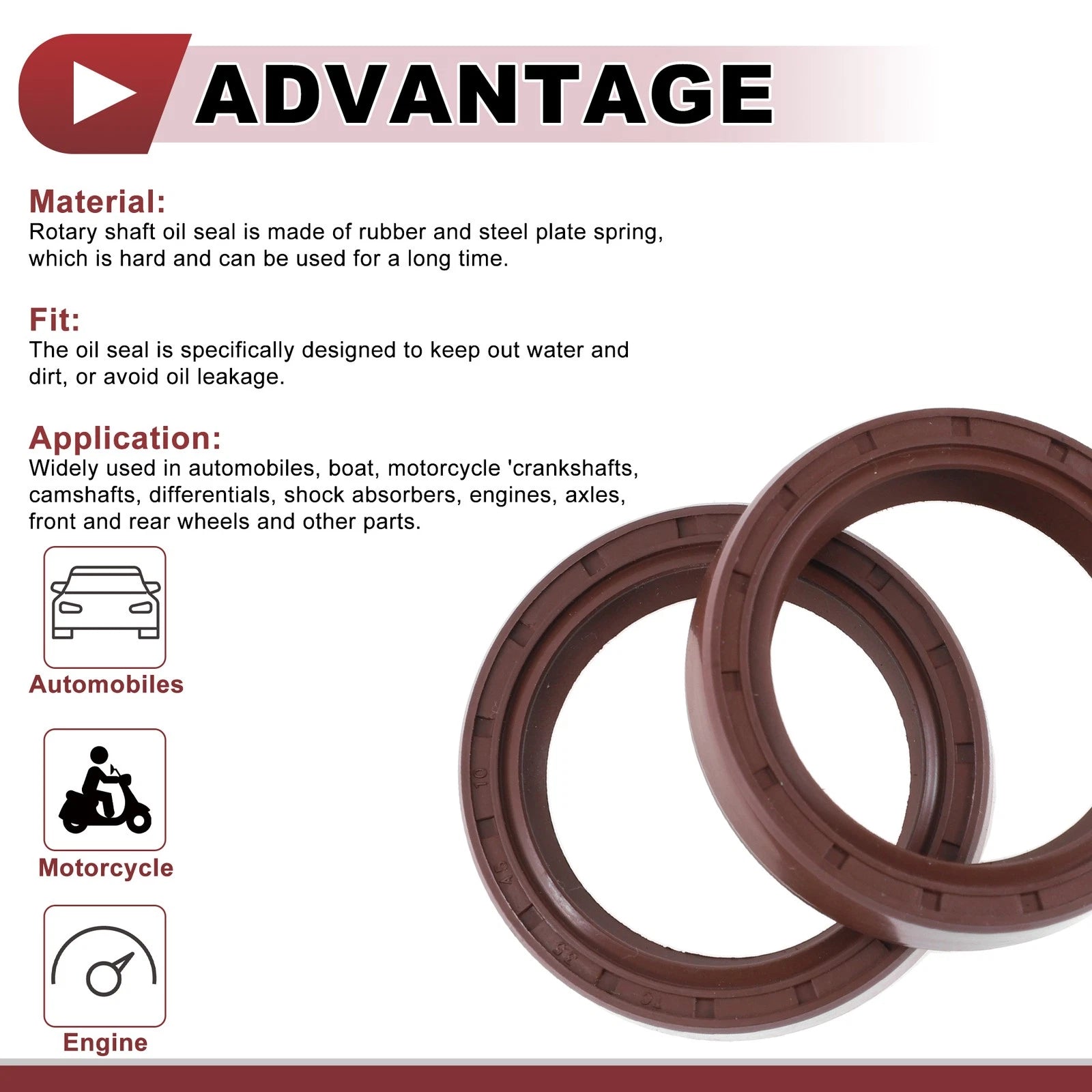 2X Oil Seal Rotary Shaft Seal FKM Rubber 35x45x10mm for Various Models