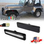2X Smoke Lens LED Front Bumper Side Marker Lights for Jeep Wrangler (1987–1995)