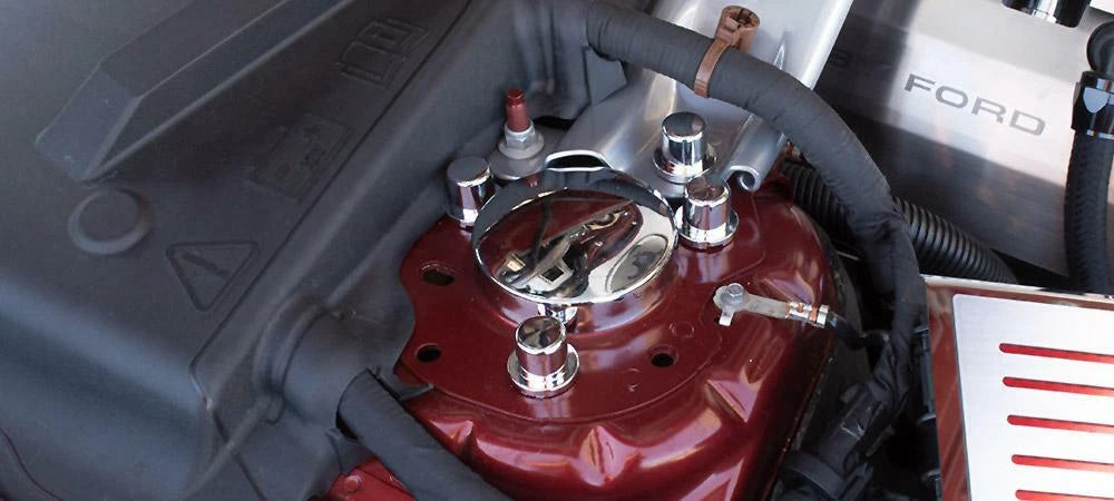 Shock Tower Dome Covers Polished Stainless Steel Pair for Ford Mustang (2015–2020)