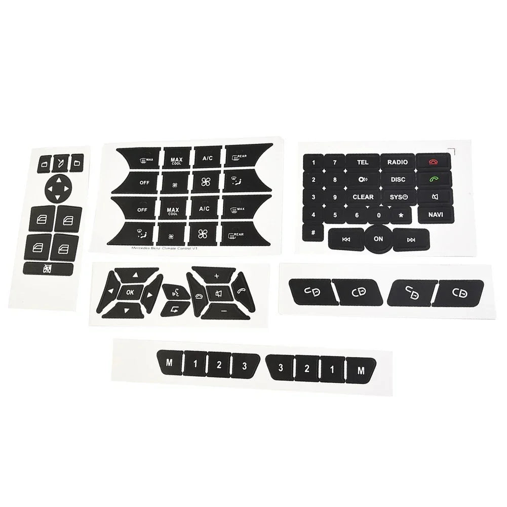 Decal Button Door Steering A/C Window Radio Sticker for Mercedes (2007–2014)