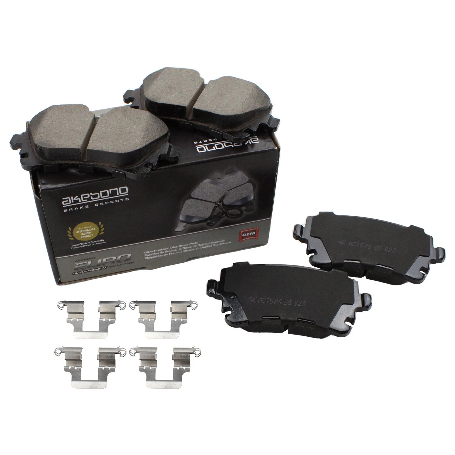 Set of 4 Akebono Euro Rear Ceramic Brake Pads for Audi A4 A5 Q5 (2009–2020)