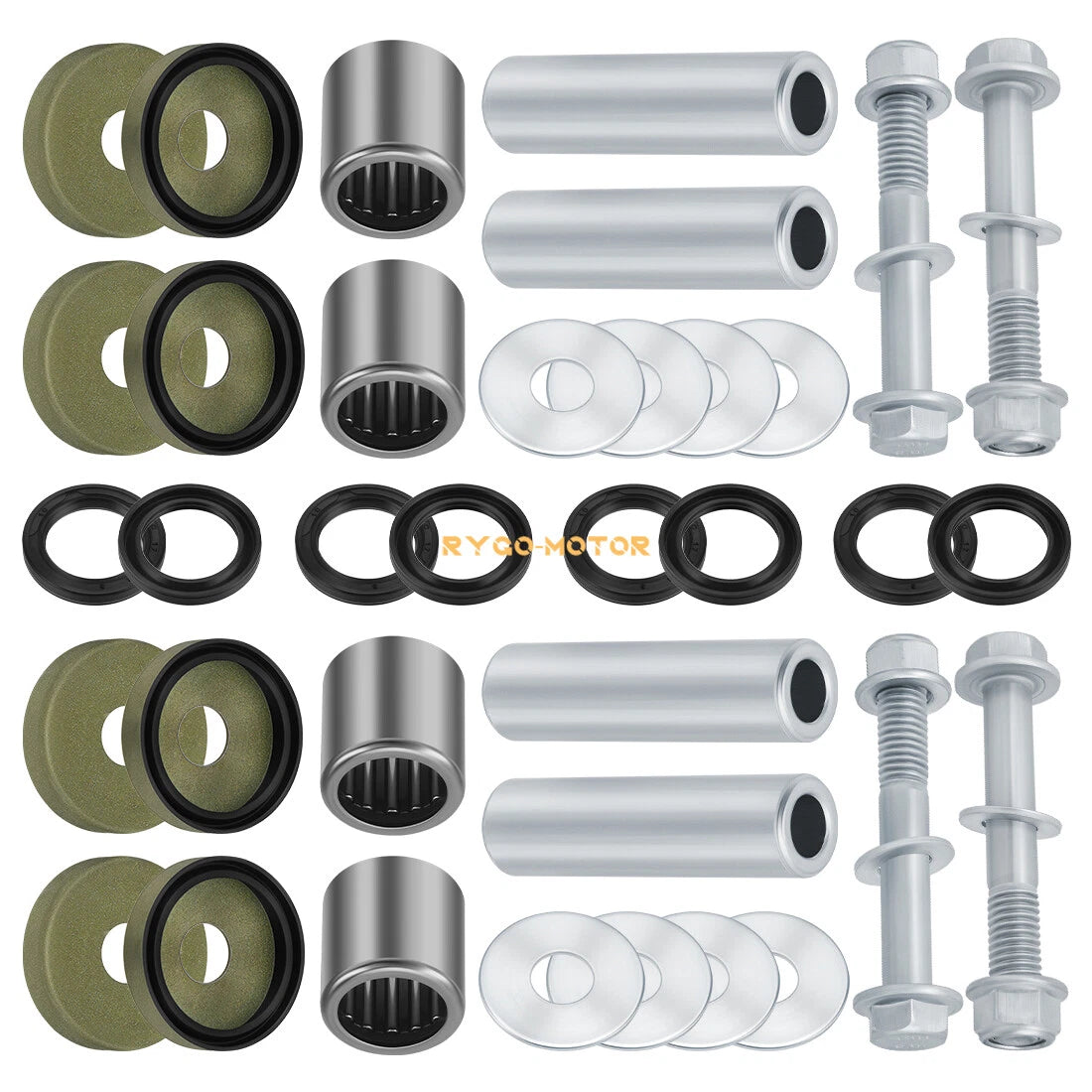 Set of 2 Front A Arm Lower Bushing Bearing Bolt Nut for Suzuki Quadsport Z400 (2003–2008)