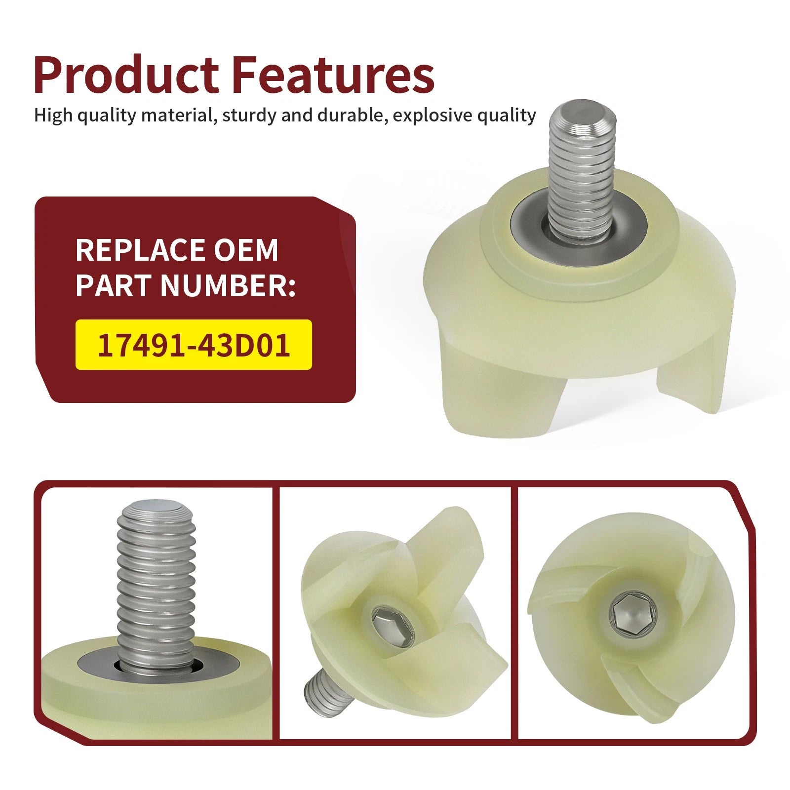 Water Pump Impeller for Suzuki RM125 (1986–2006) 17491-43D01