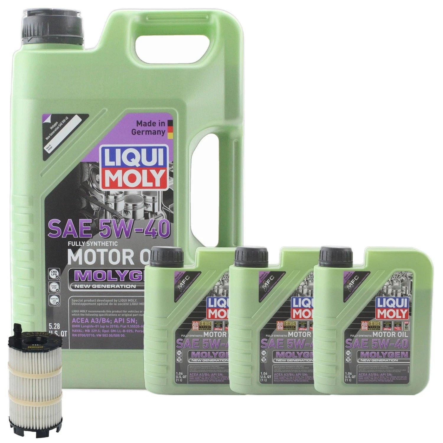 Engine Oil Change Kit 5W-40 for Audi A8 Quattro (2000–2002) - 8L Molygen, Hengst