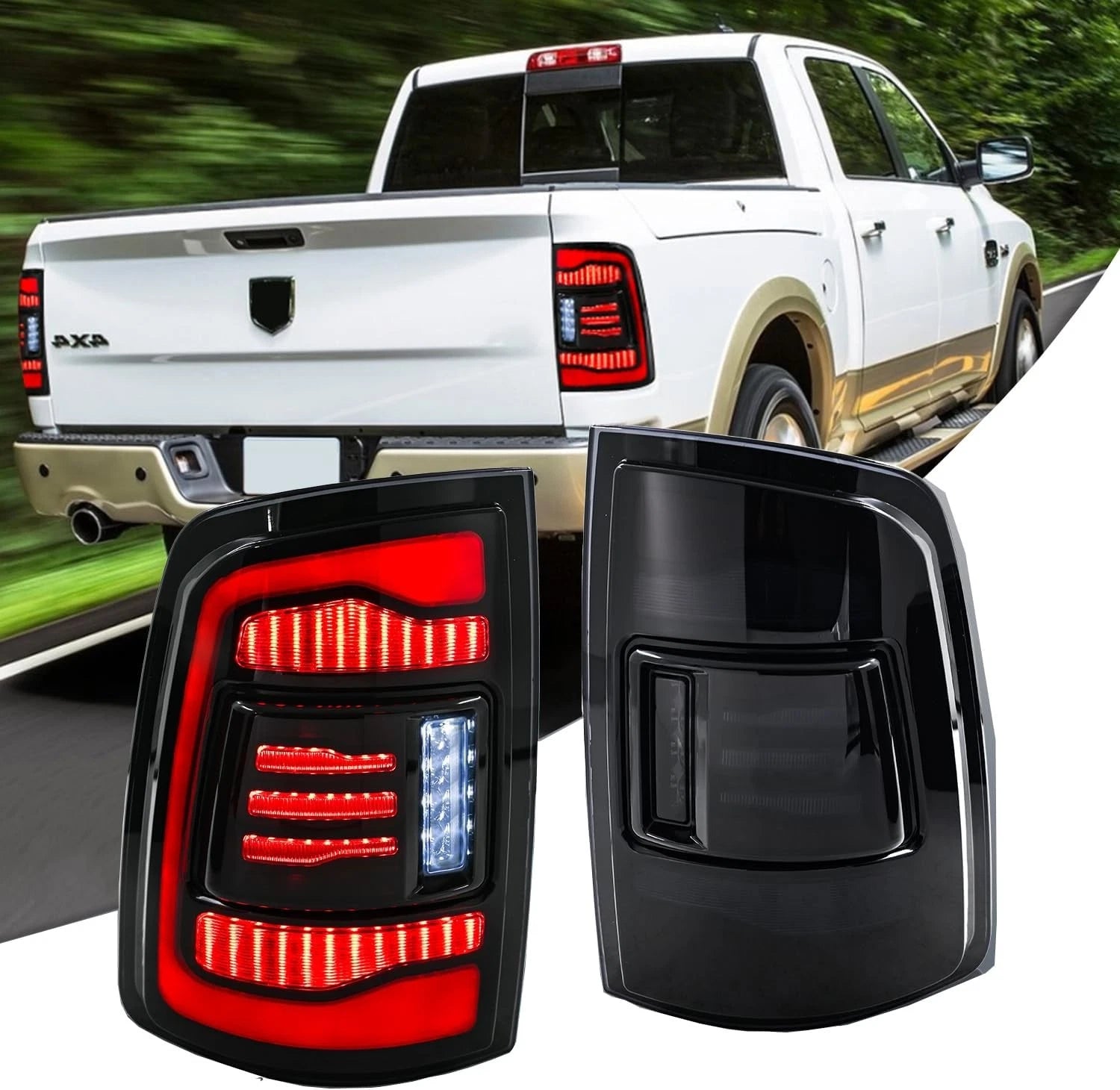 Pair LED Tail Lights for Dodge Ram 1500 2500 3500 (2009–2018) Smoke Lens