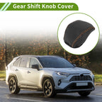 Gear Shift Knob Cover for Toyota RAV4 (2019–2024) Black Brown Faux Leather