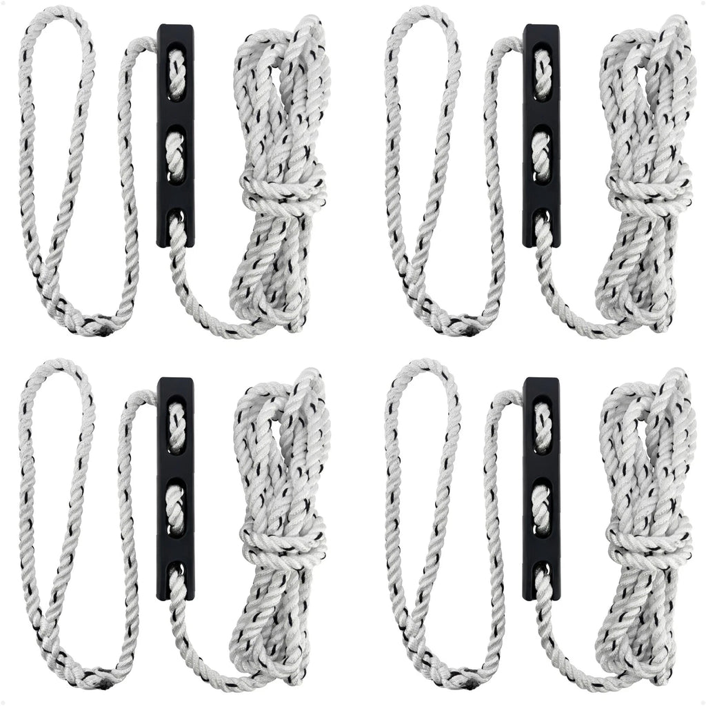 Set of 4 Boat Mooring Ropes 5/8" x 20' with 12" Eye Loop & Snubbers