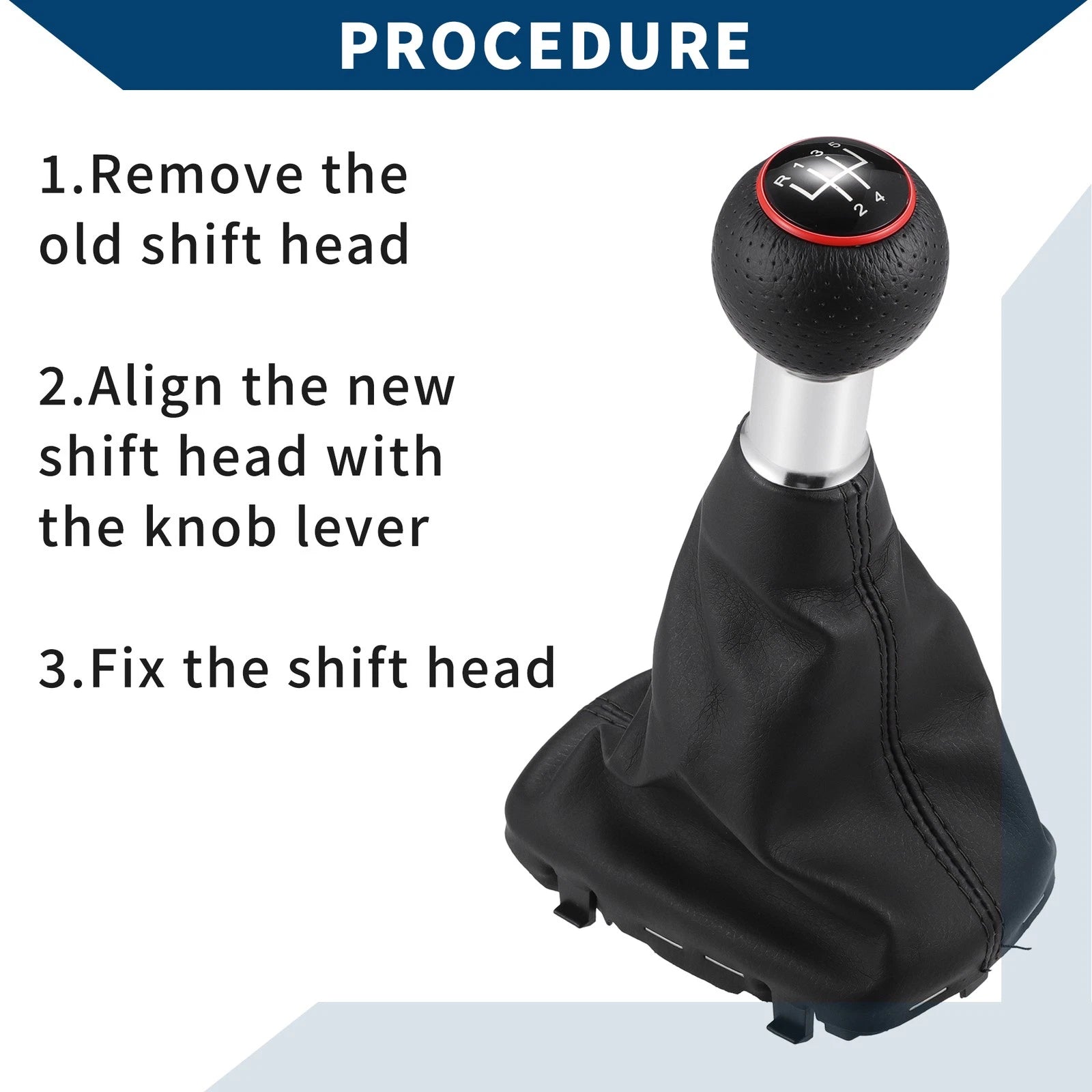 5 Speed Gear Shift Knob with Dust Cover for Audi A3 (2000–2003) Black Plastic