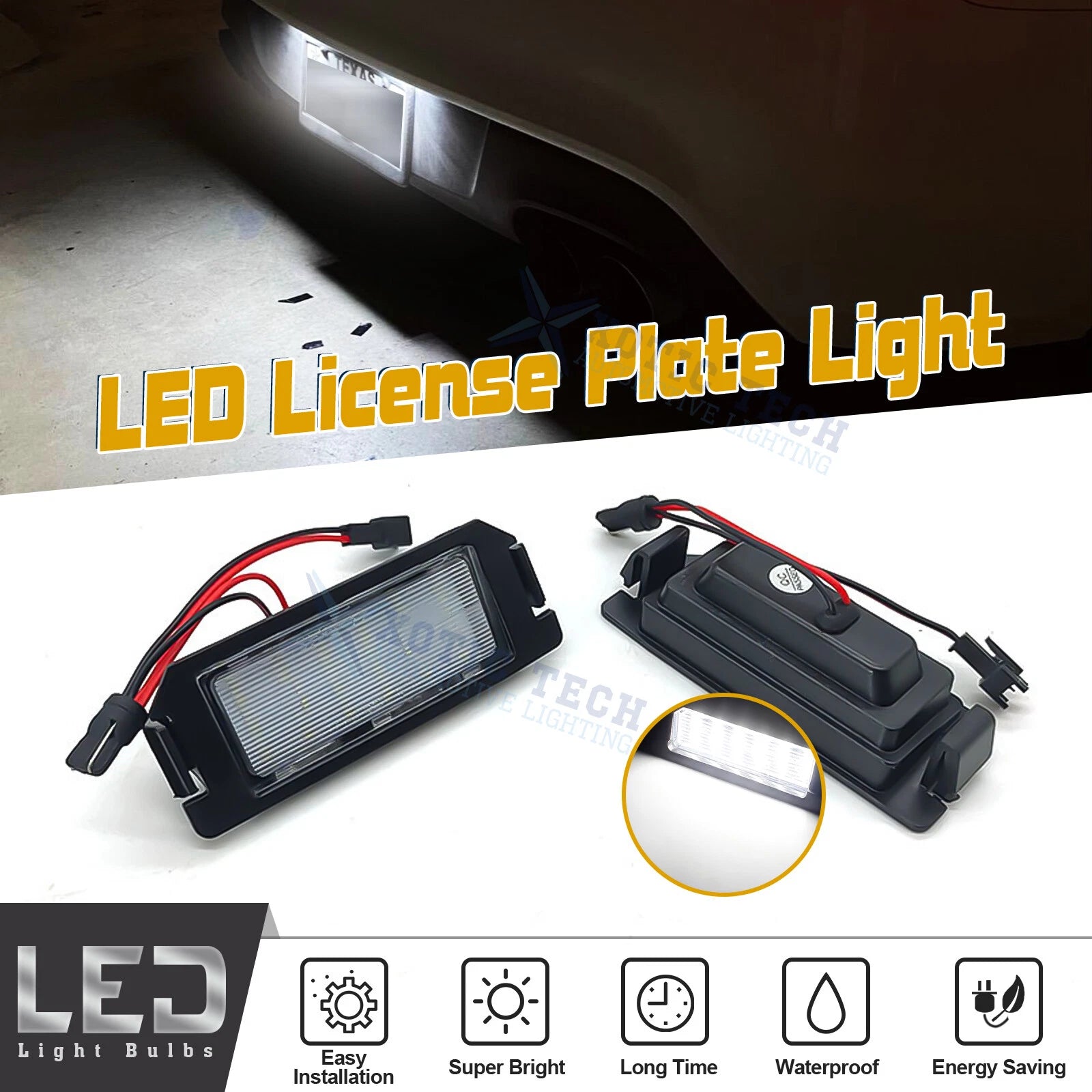 2-Pack LED License Plate Light for Hyundai Veloster Genesis Coupe (2013–2017)