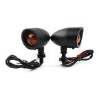Black Retro Motorcycle Turn Signal Lights for Universal Fit