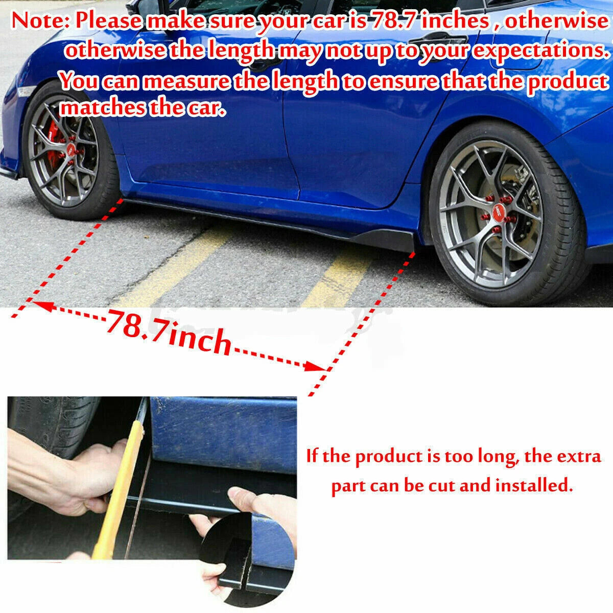 Set of 2 Gloss Black Side Skirt Extensions for Honda Accord (2000–2021)
