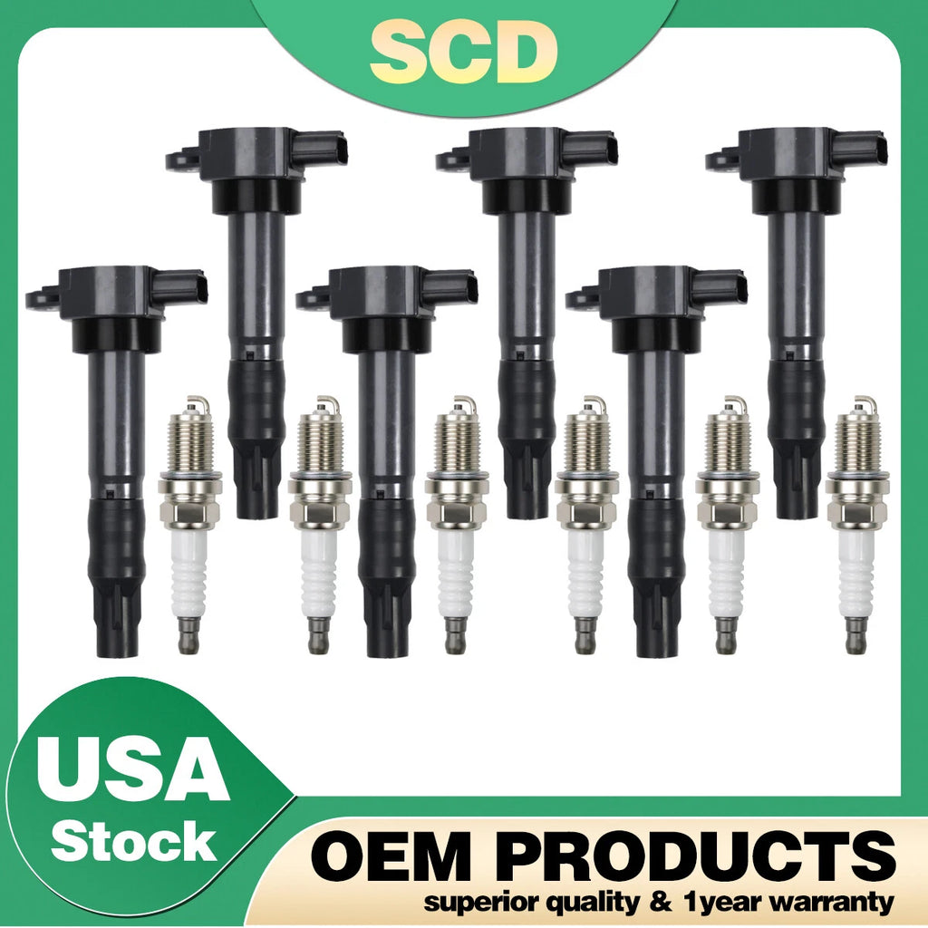Set of 6 Ignition Coils & Spark Plugs for Mitsubishi Eclipse Lancer Galant (1995–2005)