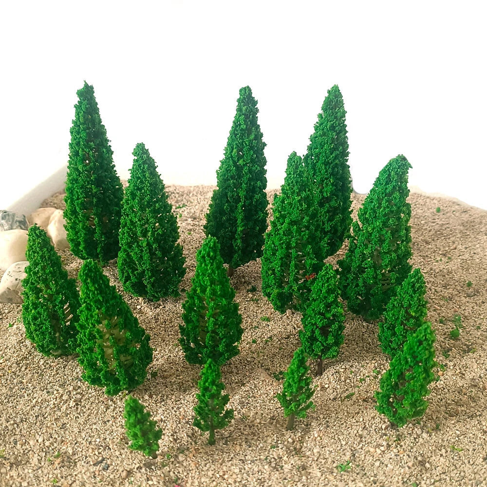 15X Mix Size Model Tree Scenery for Railroad Wargame Landscape Decor