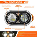 Full LED Turn Signal Headlights for Peterbilt 359 379 389 (1981–2021)