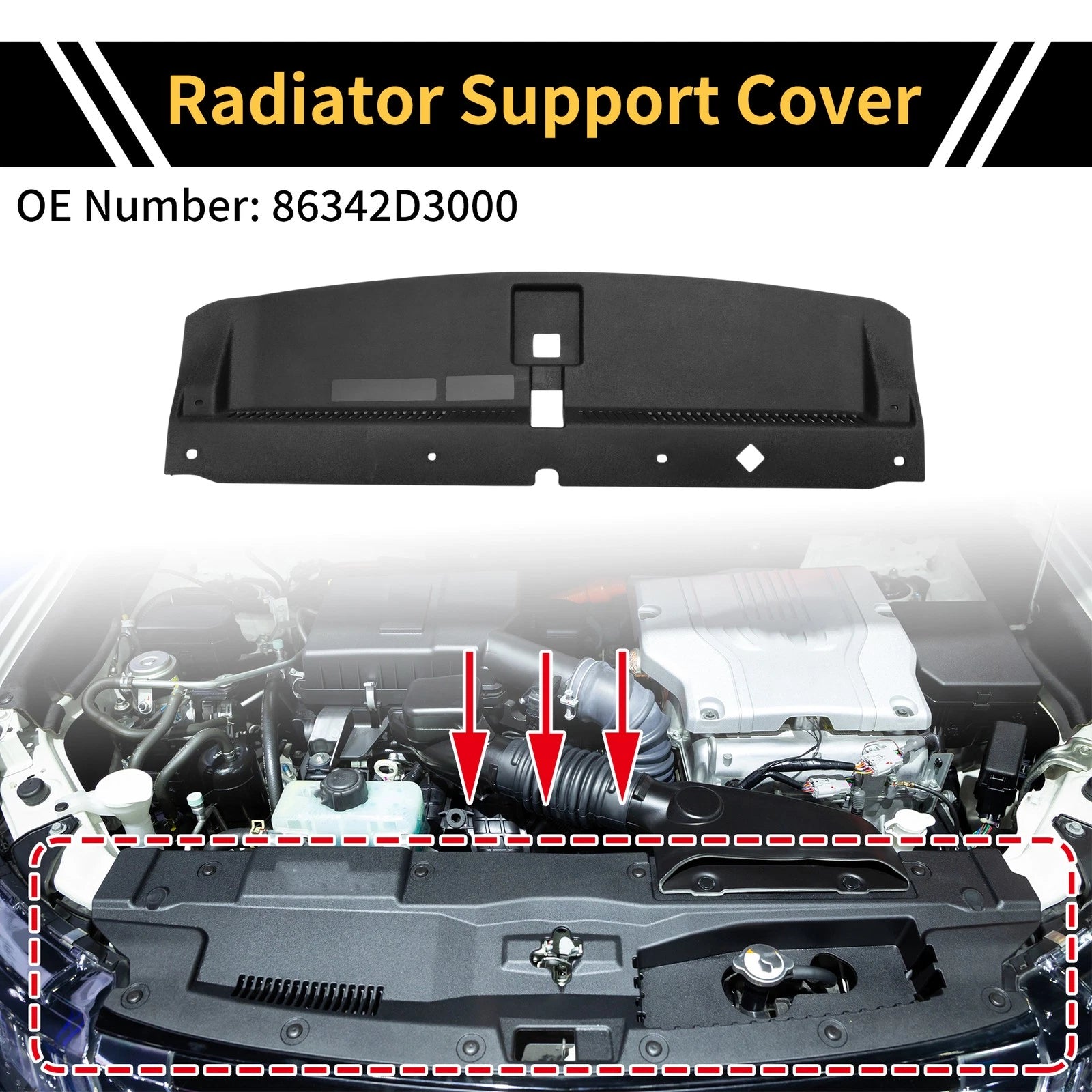 Radiator Support Cover for Hyundai Tucson (2016–2021) No. 86342D3000/86342-D3000 ABS