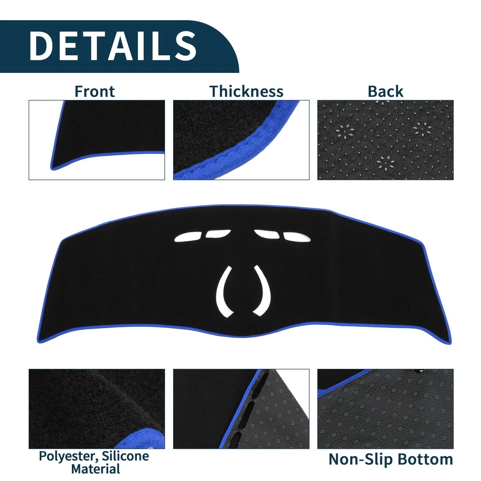 Dashboard Cover Mat for BMW Mini Cooper F55/F56 (2014–2024) Black Blue