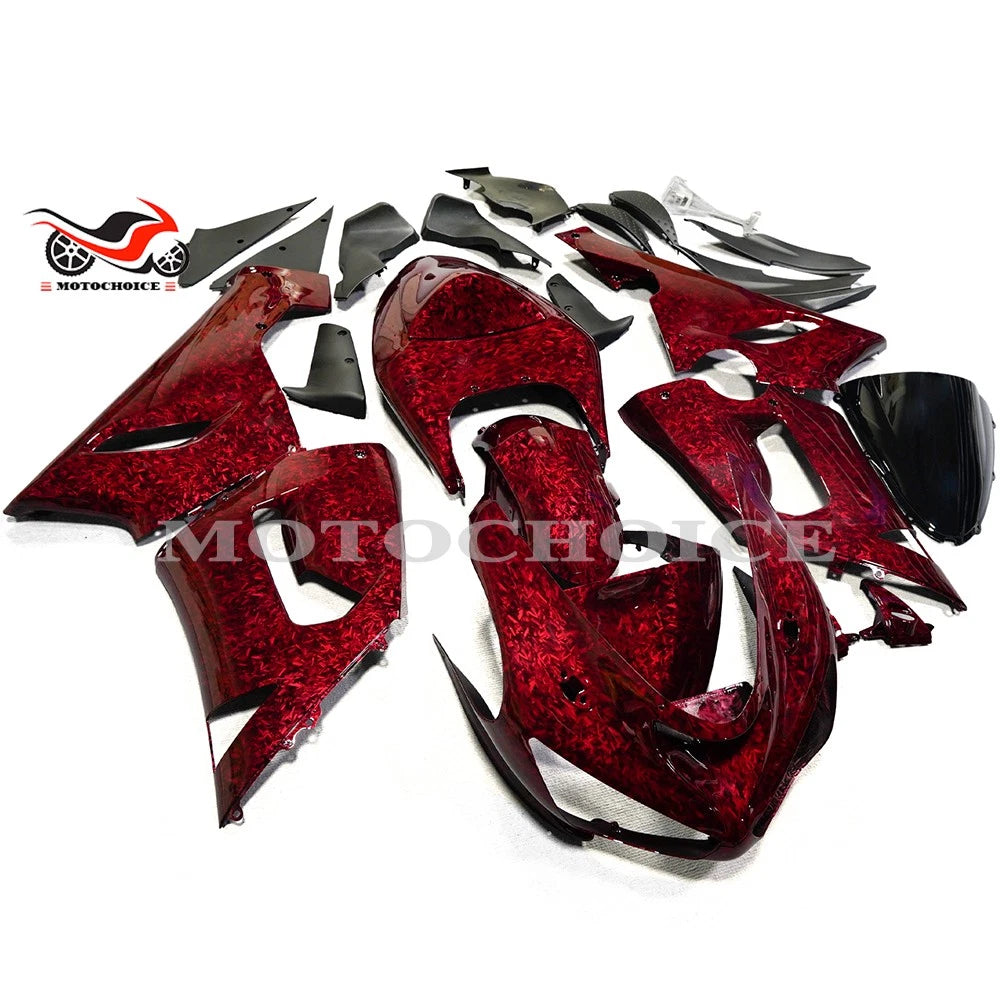 Red Forged Carbon Fiber Fairing Kit for Kawasaki Ninja ZX6R (2005–2006)
