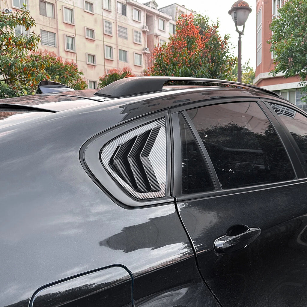Carbon Look Rear Window Quarter Vent Louver Covers for BMW X6 E71 E72 (2008–2014)